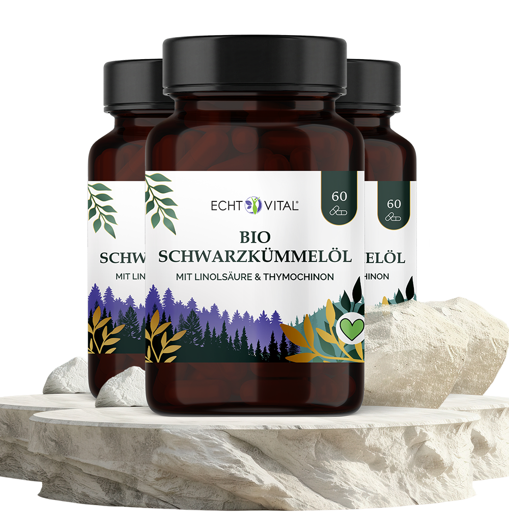 Bio Schwarzkümmelöl - 1500 mg Thymochinon - ECHT VITAL Premium Qualität